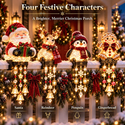 🎄 Christmas Porch Railing Lights – 4 Festive Character Designs