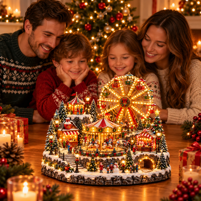 🚂🎄 Whimsical Light-Up Christmas Village — Animated Holiday Tabletop Decor