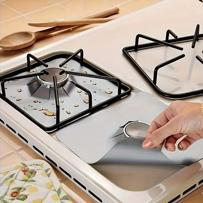 🧽4-Piece Reusable Non-Stick Gas Stove Burner Covers – Heat-Resistant & Washable