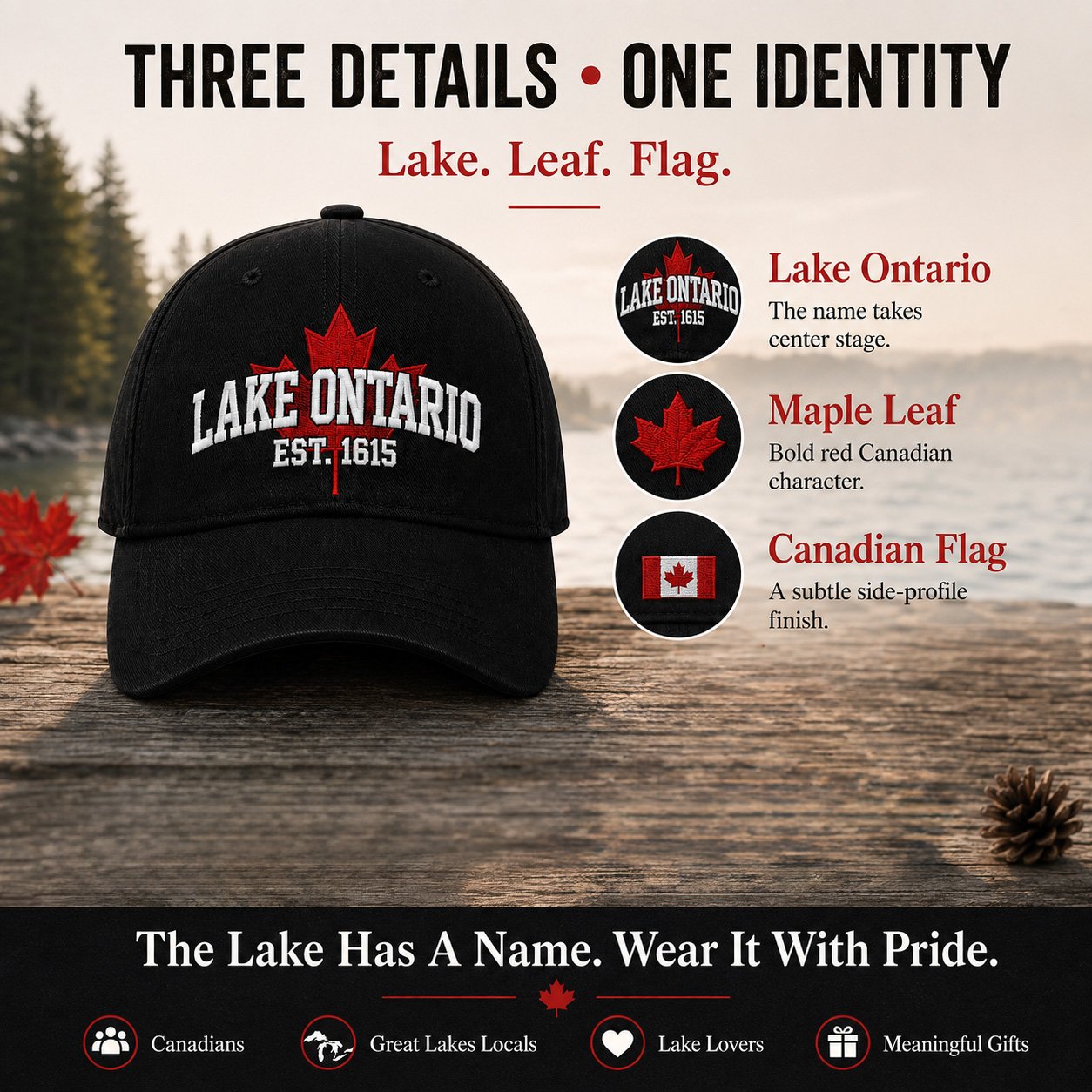 🔥LAST DAY 50% OFF -- 🍁Lake Ontario Forever – Heritage Embroidered Cap (🧢100% Cotton)