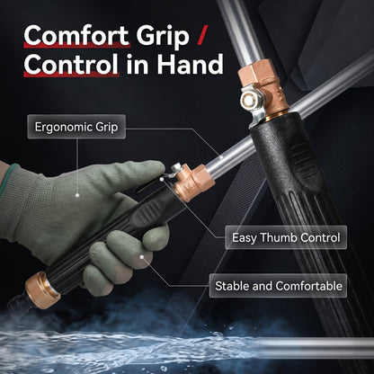 High-Pressure Water Gun – 3 Nozzles, Rustproof Aluminium Alloy, Effortless Deep Cleaning
