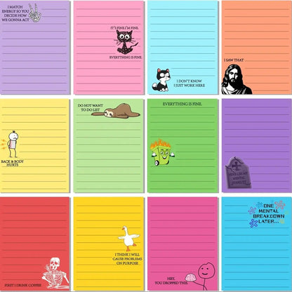 12 Pcs Funny Colleague Gifts - Sarcastic Office Sticky Notes with Flirty Phrases and Passive-Aggressive Jokes,