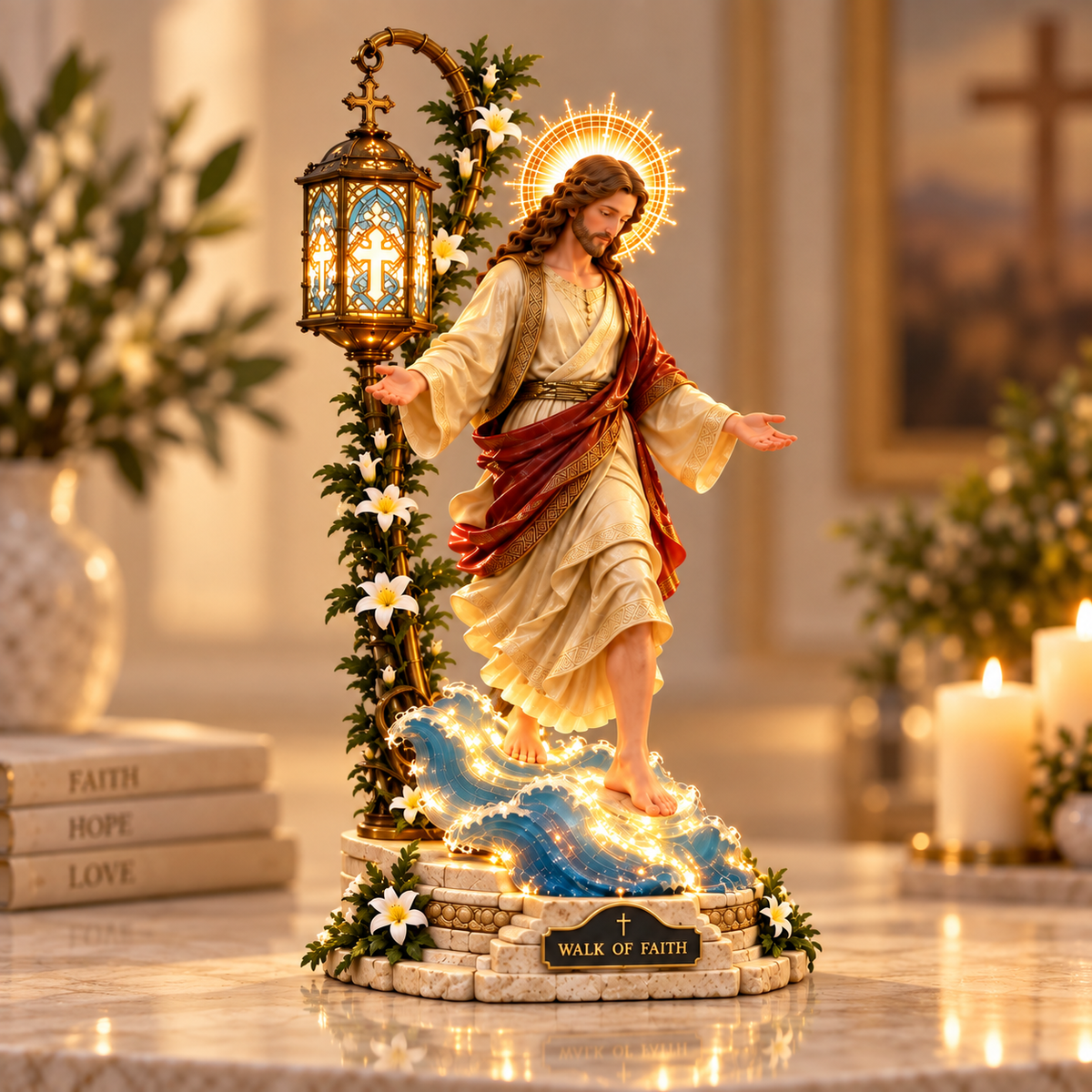 ✨Walk by Faith™ Illuminated Jesus Walking on Water Sculpture