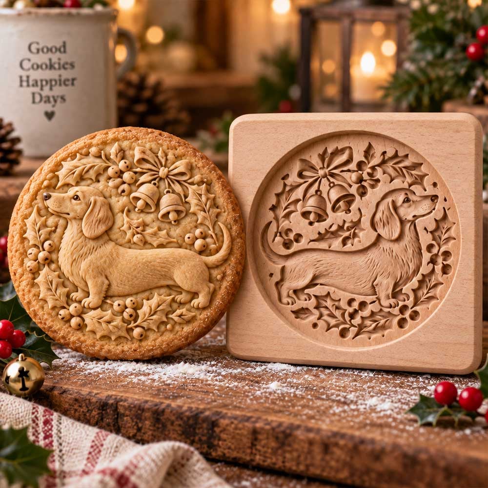 Dachshund Woodland Animal Cookie Mold and embossed cookie