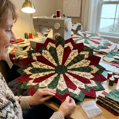 🎄 Holiday Star Table Topper Quilt Template Set ⭐🧵 – DIY Christmas Quilting Pattern