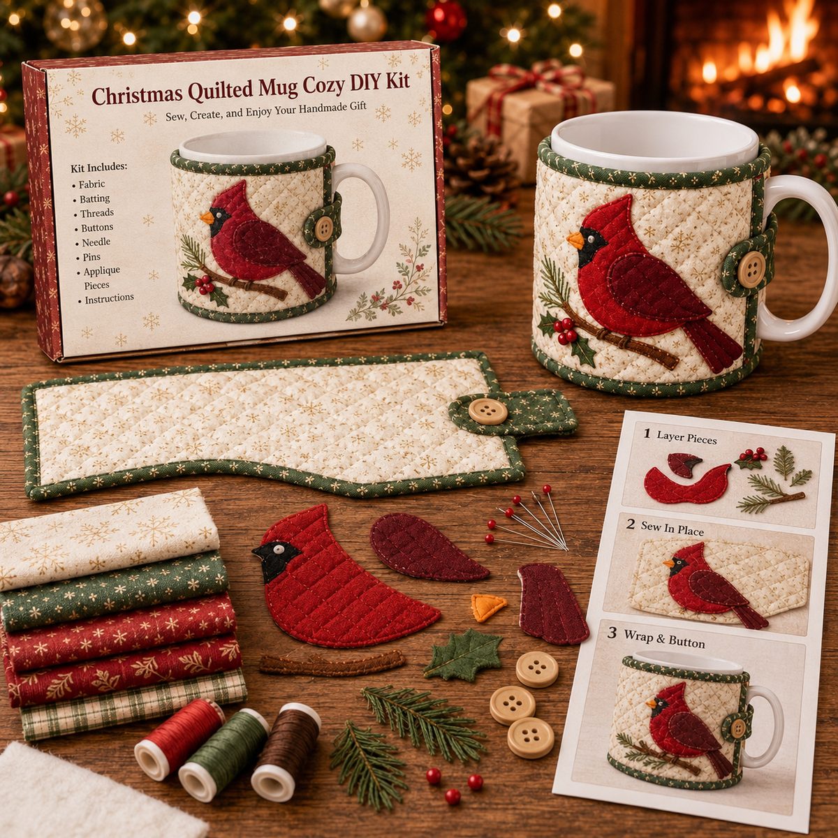 🎄 Christmas Mug Cozy Sewing Kit