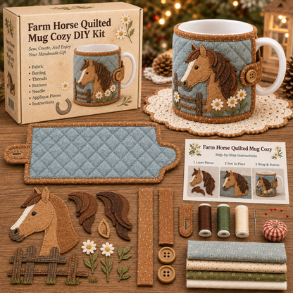 🐷 Farmhouse Friends Mug Cozy Sewing Kit