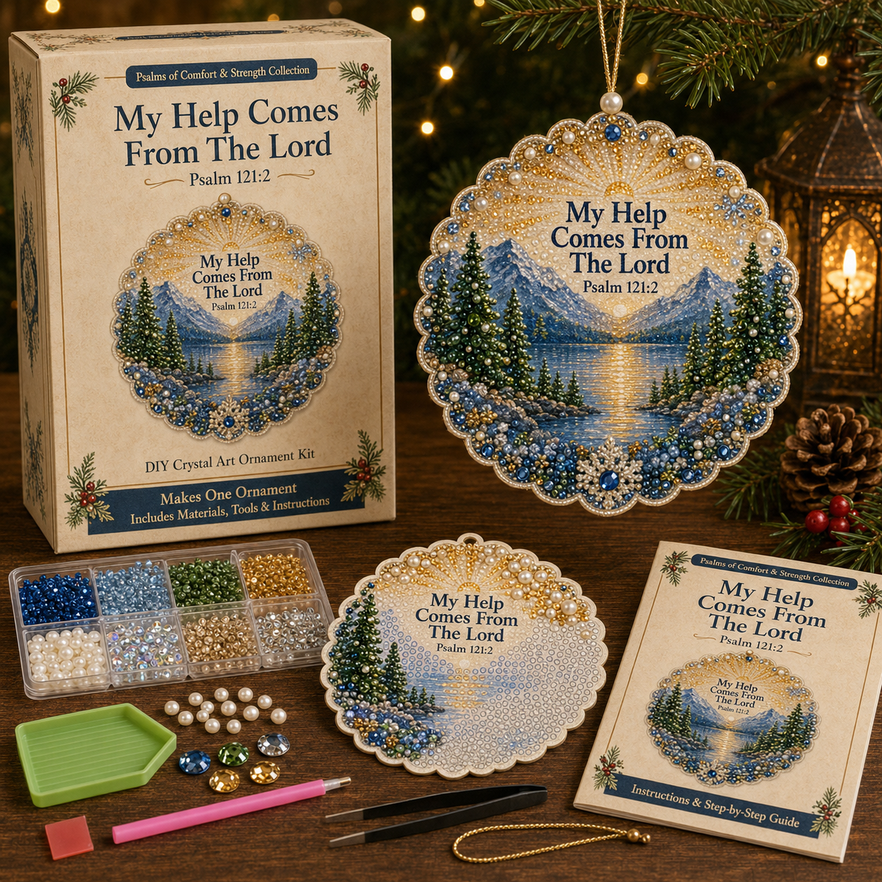 ✝️ Psalms of Comfort & Strength Pearl Diamond Art Hanging Ornament Kit