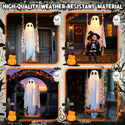 🔥Limited-time 50% Off👻✨LED Hanging Ghost Swing Decoration, 5FT Remote Controlled Halloween Outdoor Hanging Decor🎃