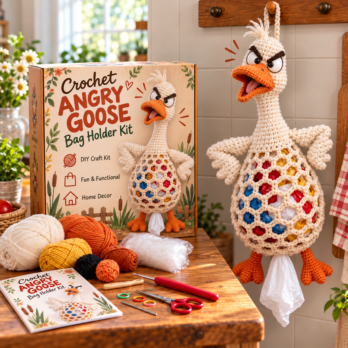 🔥LAST DAY 49% OFF – 🌼 Cottage Harvest Keepers™ — Crochet Animal Bag Holder DIY Kit | 13 Adorable Designs