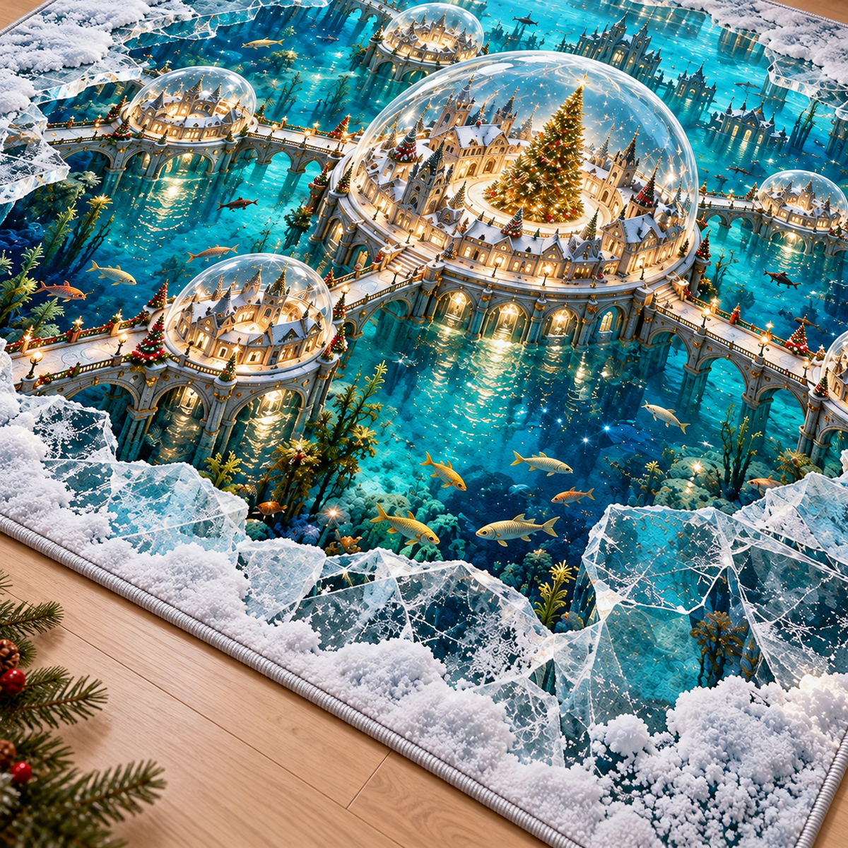 🔥3D Optical Illusion Christmas Rug – Enchanted Underwater Kingdom - product image 6