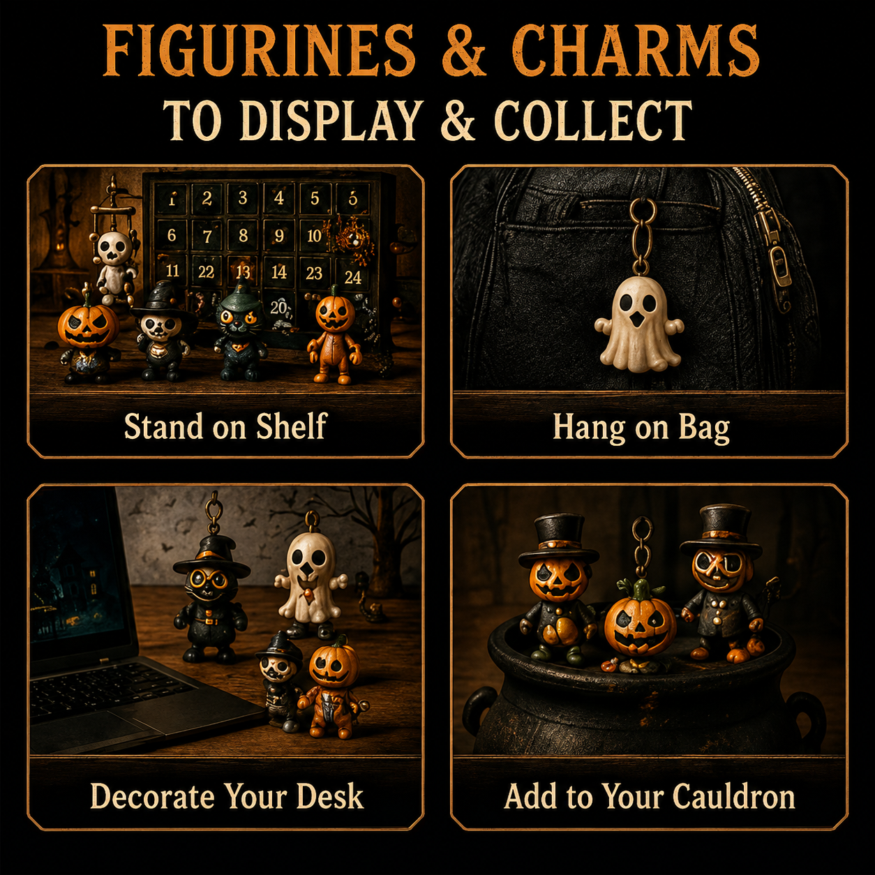 🎉🎃 31 Nights of Fright Halloween Countdown Box | 31 Unique Mini Figurines, Hanging Charms & Spooky Collectibles with No Repeats 👻✨