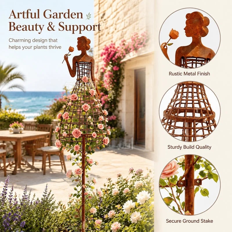 🌹👗 Living Floral Lady Garden Trellis – Sculptural Climbing Frame for Roses & Vines