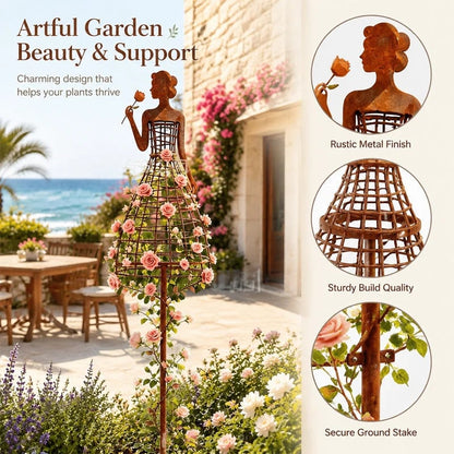 🌹👗 Living Floral Lady Garden Trellis – Sculptural Climbing Frame for Roses & Vines