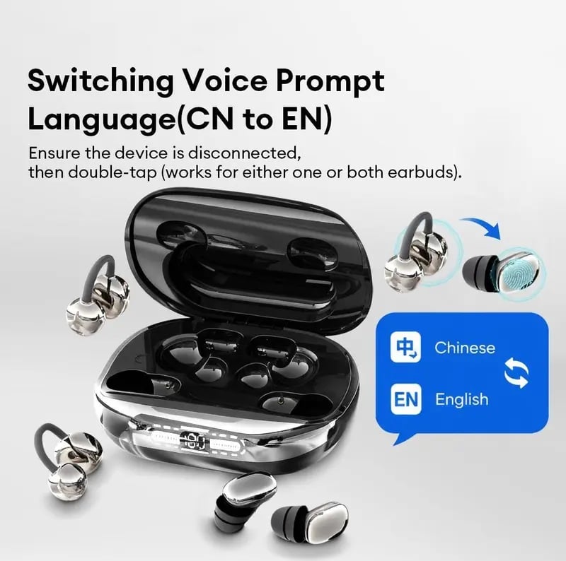 🎧 3-in-1 Wireless Earbuds with Power Bank Charging Case – Clip-On & Sleep Bluetooth Headphones with 4 Earbuds, Noise Cancellation, Water Resistant for Sports & Sleep
