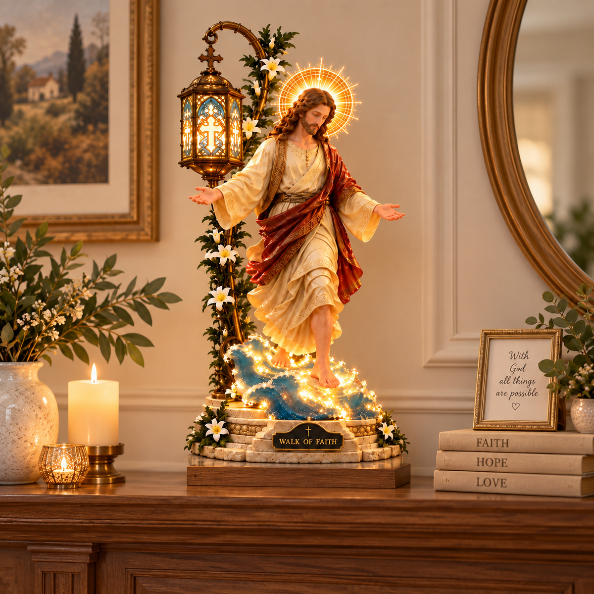 ✨Walk by Faith™ Illuminated Jesus Walking on Water Sculpture