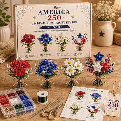 ✨America 250 DIY Beaded Flower Bouquet Craft Kit —Limited Edition Collection