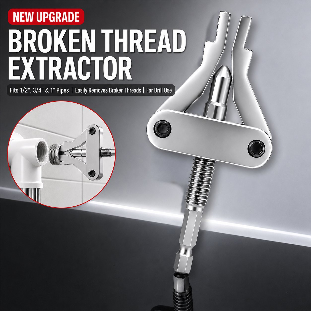 🔥LAST DAY 49% OFF - 🛠️ Broken Pipe Thread Extractor | Fast Drill-Powered Broken Fitting Removal Tool