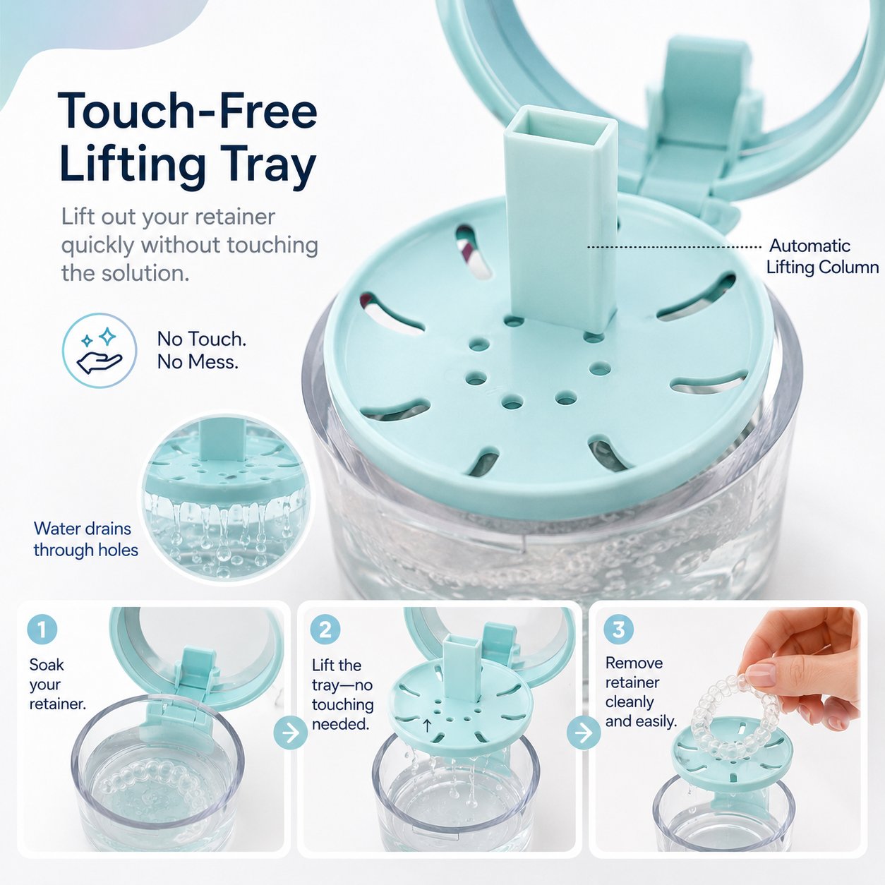 💧Last Day 50% OFF - Portable Retainer and Denture Cleaning Case with Magnetic Lifting Tray🦷✨