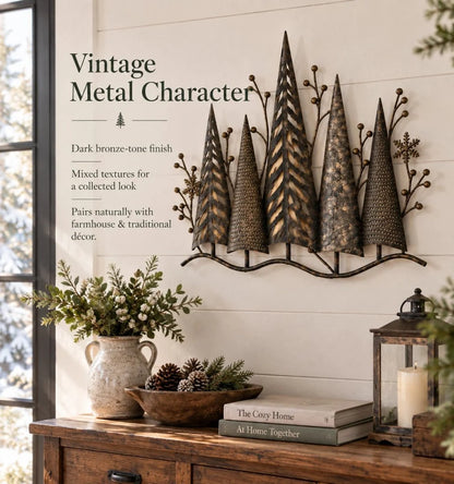 🎄🕯️Vintage-Wanddekoration aus Metall mit Waldmotiv und Beleuchtung🌙