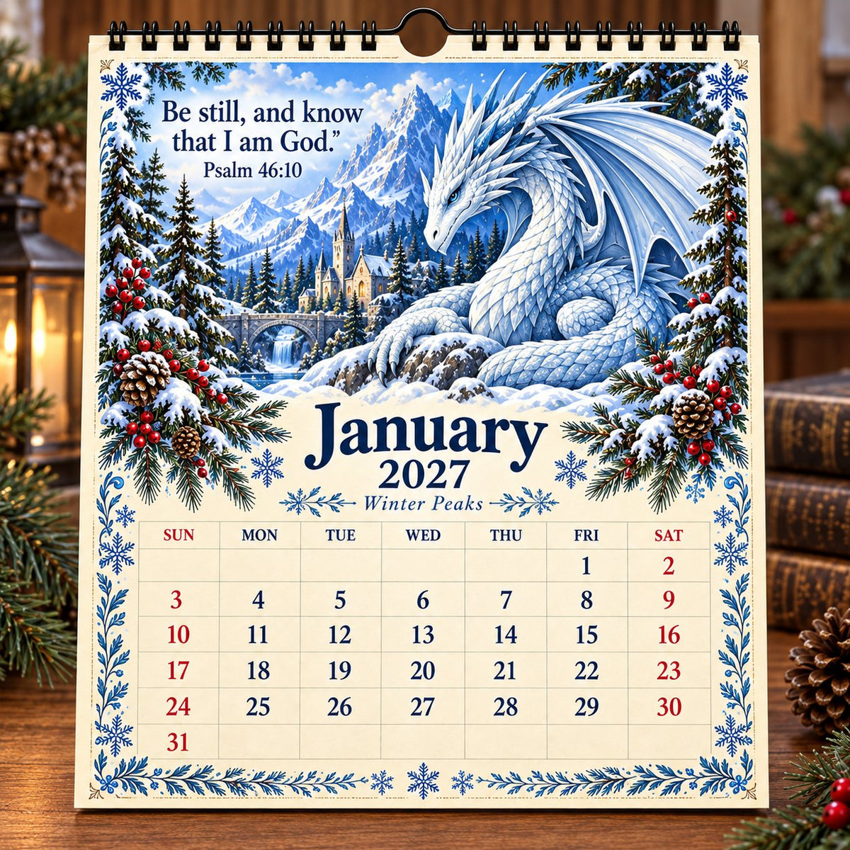 🐉📖2027 Dragon Seasons of Faith Calendar – 12 Fantasy Dragons, Scripture & Seasonal Christian Art