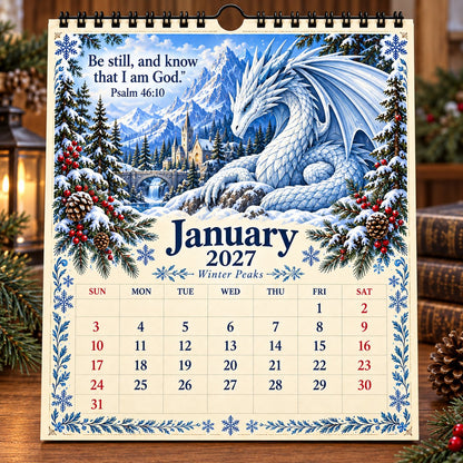 🐉📖2027 Dragon Seasons of Faith Calendar – 12 Fantasy Dragons, Scripture & Seasonal Christian Art