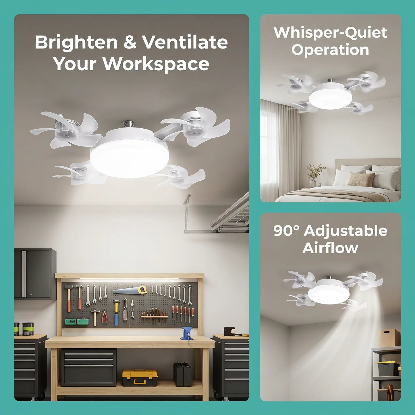 💡 E27 Socket Ceiling Fan Light – 2-in-1 LED Fan Bulb with Remote Control for Bedroom, Kitchen & Home Cooling