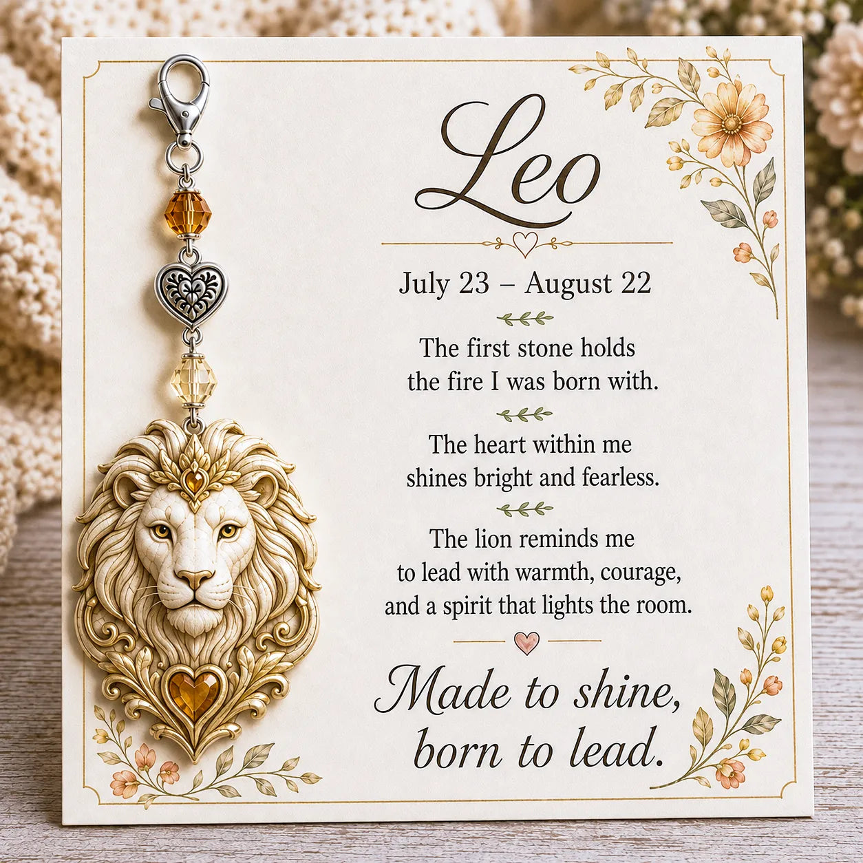 ⏳ Last Day 49% OFF – Buy 3 Get 1 FREE（4 PCS）🌙12 Zodiac Birthstone Charm Keepsake Card Collection | Zodiac Pendant, Birthstone-Inspired Crystal Beads, Heart Charm & Floral Affirmation Card Included ✨
