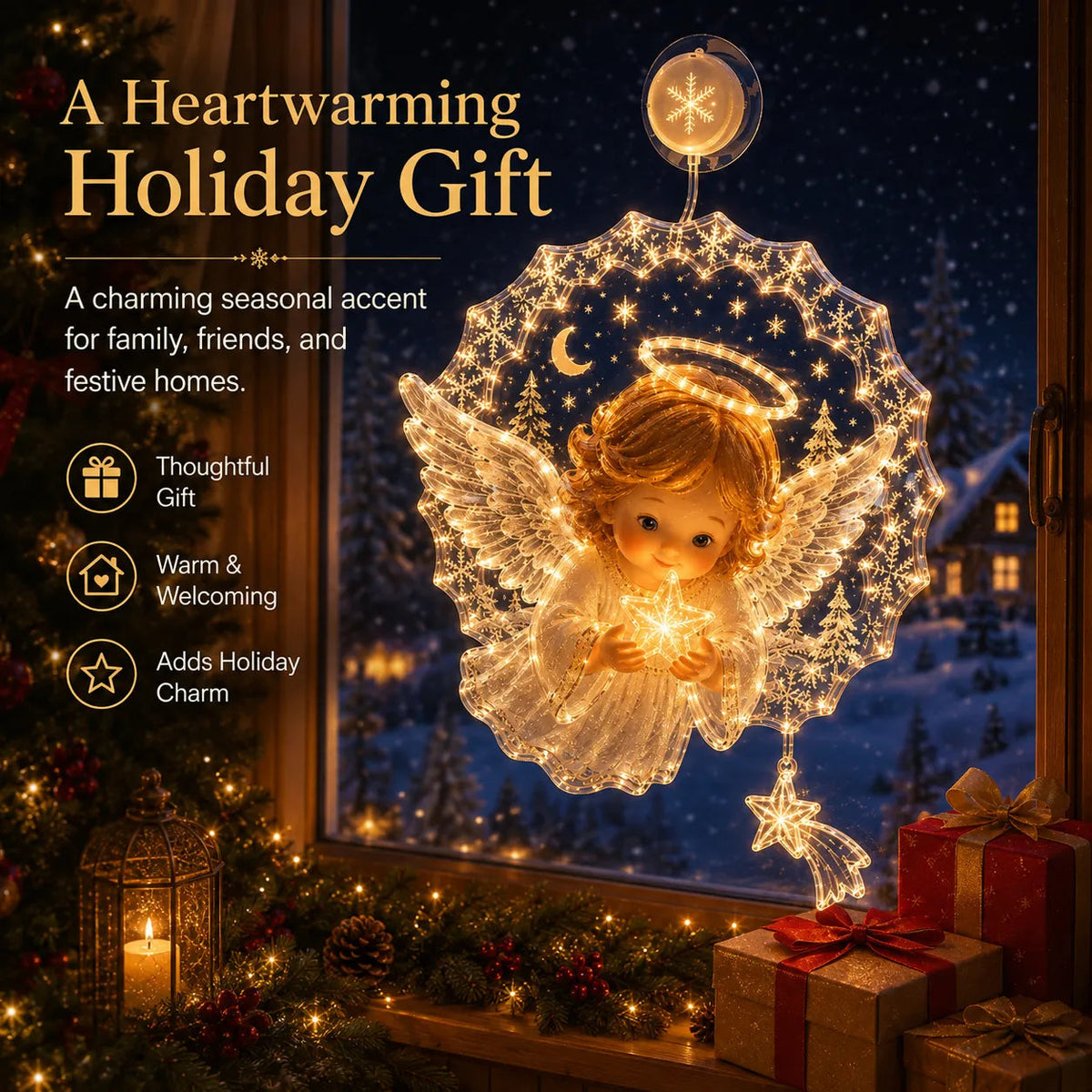 🏅 2026 Best Seller ✨🎄Lighted Christmas Window Decoration with Suction Cup | Warm LED Window Light with Double-Layer Design & Multiple Festive Styles ✨