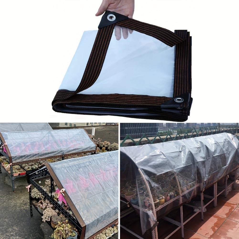 ⚡Clear Waterproof PE Tarp, Transparent Outdoor Cover with Metal Grommets