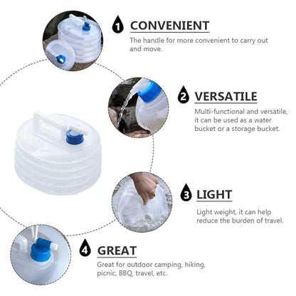 5/10/15-liter foldable water storage container with faucet, lightweight and durable, and reusable