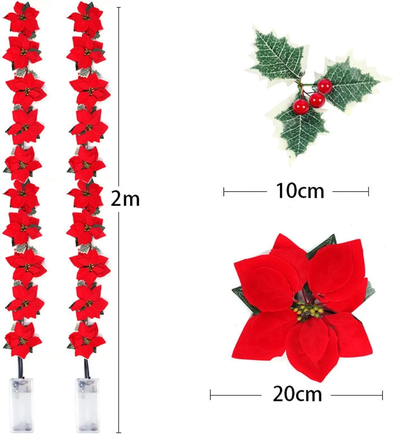 🎄✨ Christmas Poinsettia LED Garland String Lights
