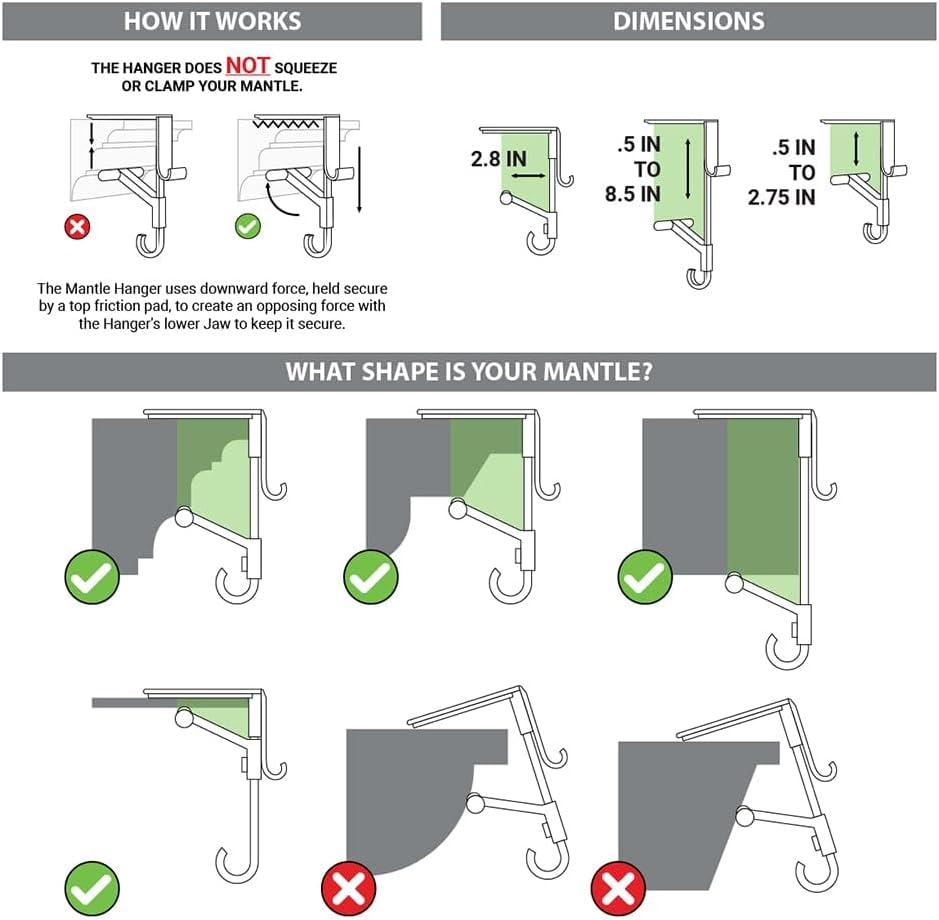 🎄 Adjustable Stocking & Garland Mantle Hangers – Damage-Free Dual-Hook Christmas Fireplace Holders 🎅✨