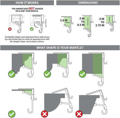 🎄 Adjustable Stocking & Garland Mantle Hangers – Damage-Free Dual-Hook Christmas Fireplace Holders 🎅✨