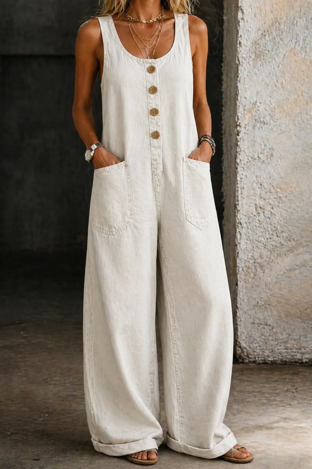 🤠👖Vintage Loose Wide Leg Denim Bib Overalls for Women