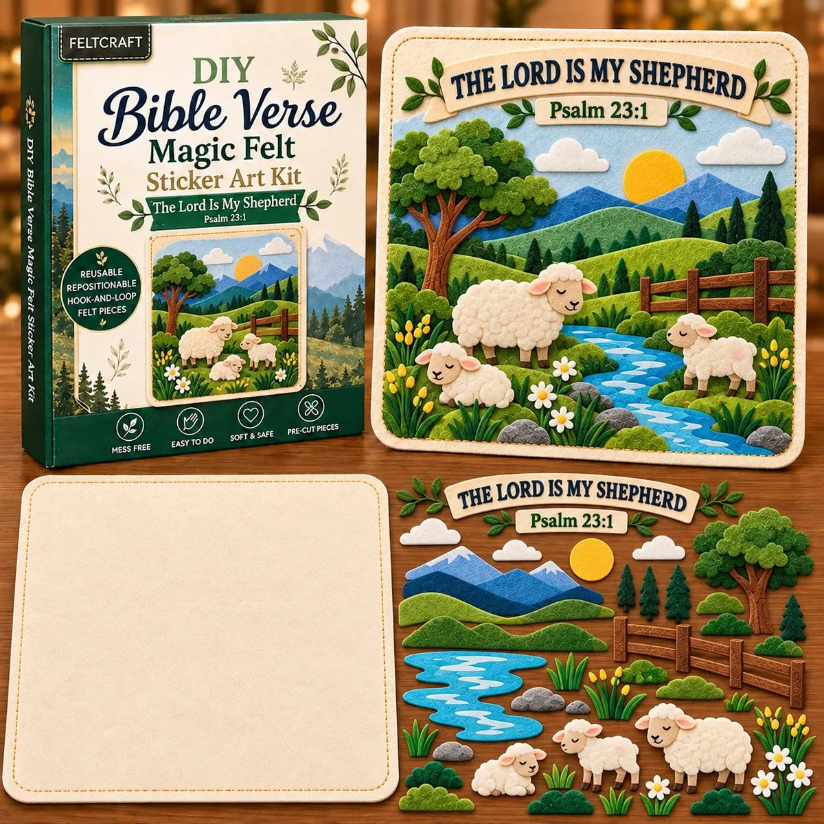 ✝️✨ Bible Verse Magic Felt Sticker Art DIY Kit – Beginner-Friendly Christian Craft 🙏🌿