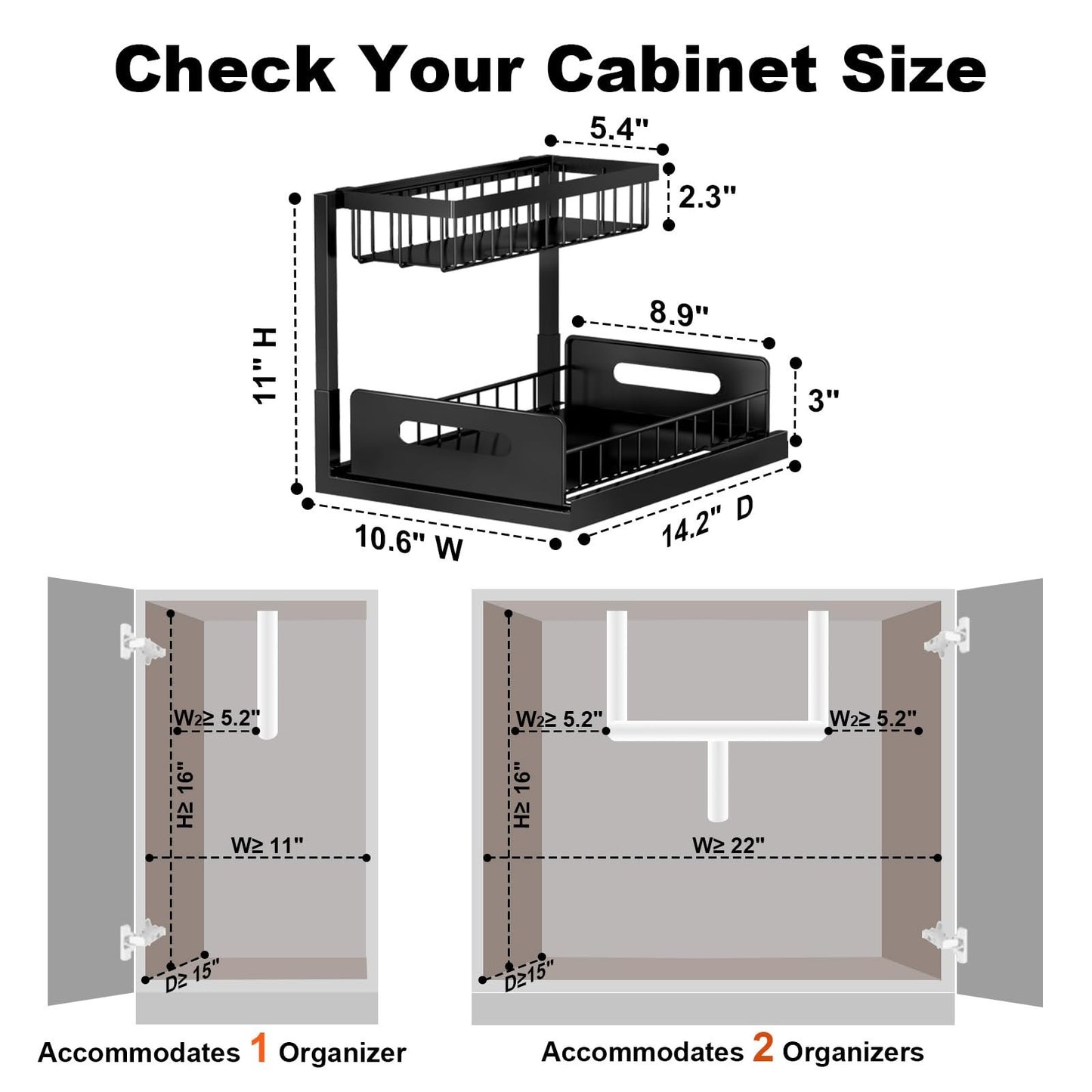 L-Shaped Pull Out Under Sink Organizer