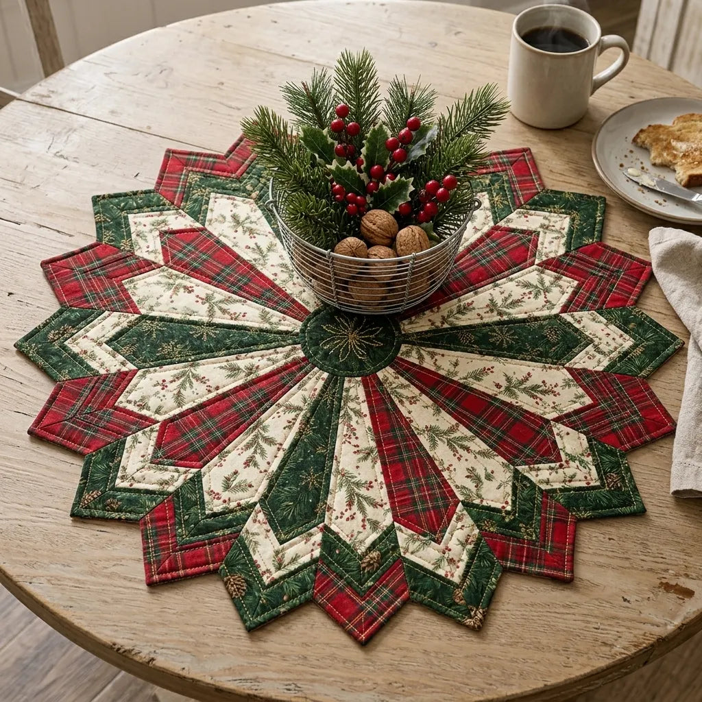 🎄 Holiday Star Table Topper Quilt Template Set ⭐🧵 – DIY Christmas Quilting Pattern