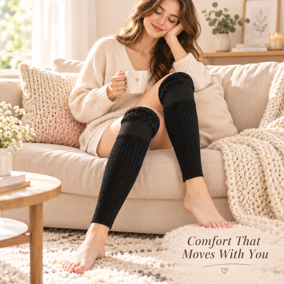 Fleece-Lined Long Knee & Leg Warmers for Women