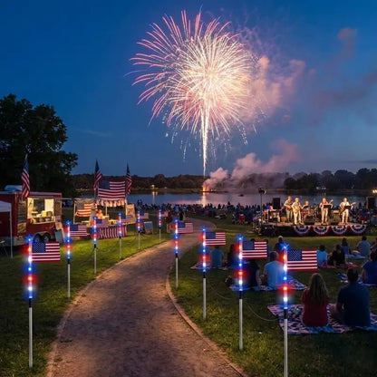 🔥Last Day 49% OFF - 8 Solar American Flag Pathway Lights – Red, White & Blue Yard Glow for 250th Independence Celebration 🇺🇸✨