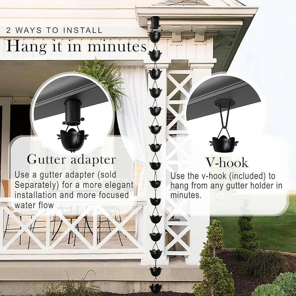 Free Shipping🔥Monarch Rain Chains Aluminum "Lotus" Series Rain Chain (for Gutters)