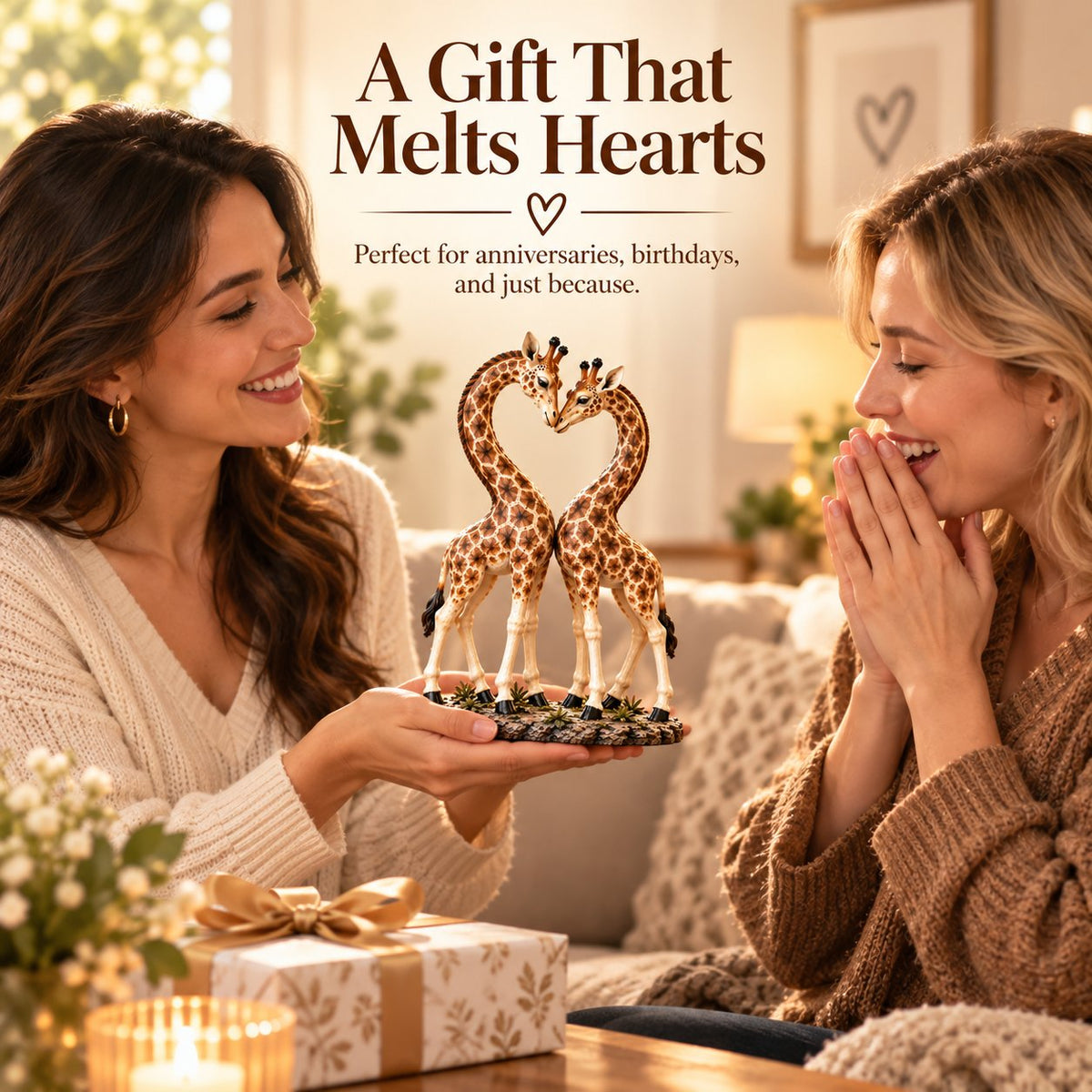 💕🎁Better Together – Giraffe Heart Sculpture 🦒♡🦒