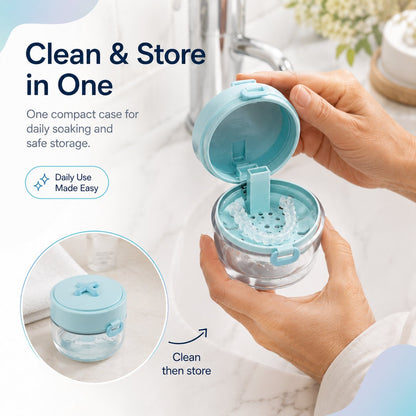 💧Last Day 50% OFF - Portable Retainer and Denture Cleaning Case with Magnetic Lifting Tray🦷✨