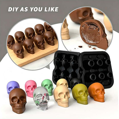 💀Skull Frozen Cubes Molds Silicone Tray, BPA Free Halloween Skull Shaped Ice Maker for Whiskey, Cocktails, Soda & Party Drinks