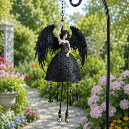 💜 Dark Angel Gothic Wind Chime – Enchanting Outdoor Garden Hanging Decor