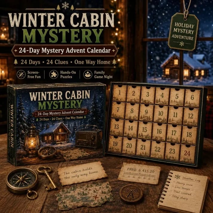 ⏳ 49% OFF – 🎁✨24-Day Mystery Adventure Advent Calendar Collection | 24 Clues, Hands-On Puzzles & One Final Reveal