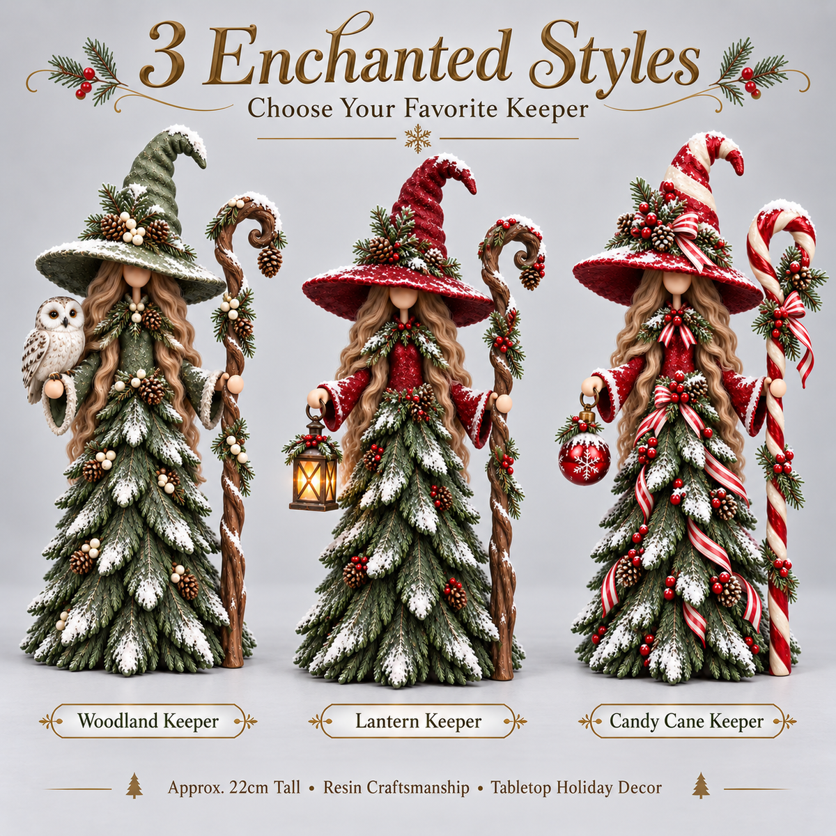 Three enchanted Christmas Witch Keeper styles