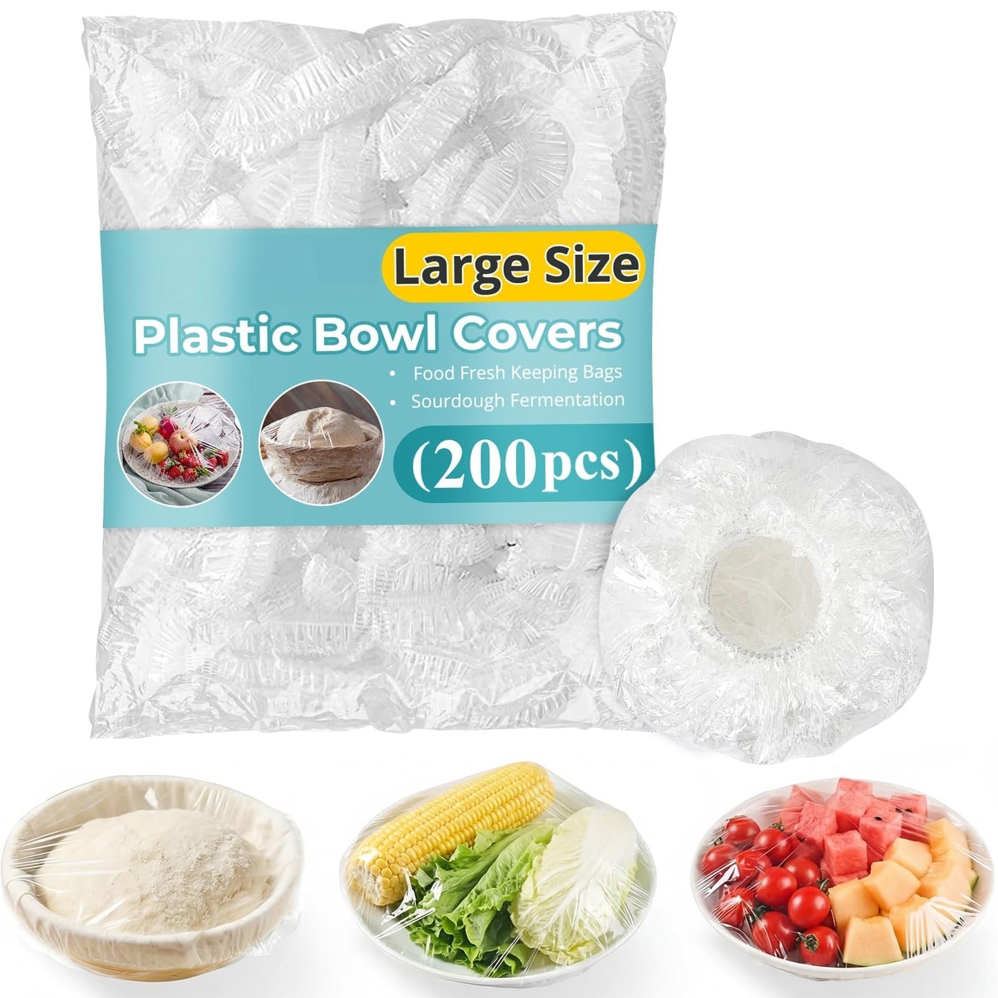 200Pcs Elastic Bowl Covers for Food Storage & Bread Proofing