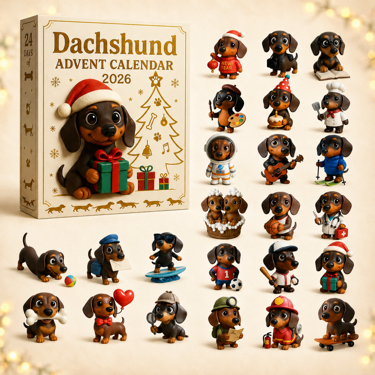 【Last Hour 50% Off】🎁2026 Dachshund Advent Calendar Blind Box💕🐶