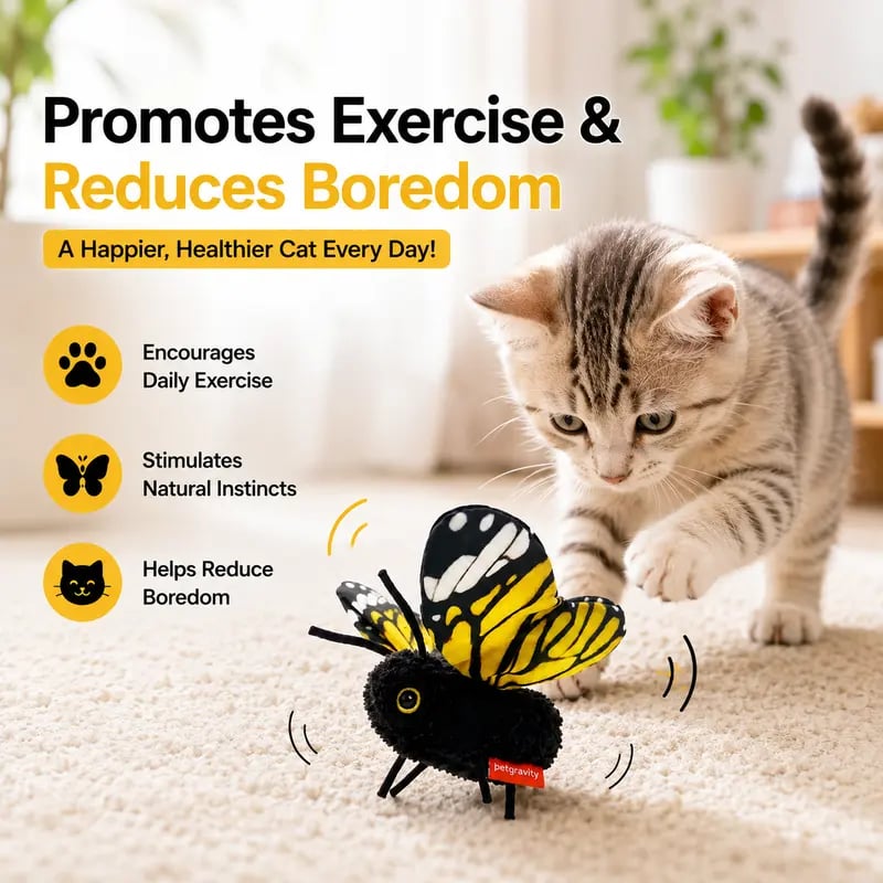🦋 Fluttering Electric Butterfly Cat Toy | Interactive Moving Playmate for Indoor Kitties